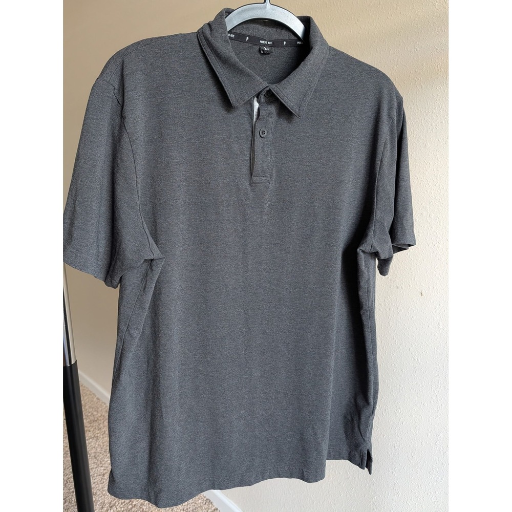 Public Rec Go-To Polo Mens Large Heather Charcoal Grey Short Sleeve Golf Shirt